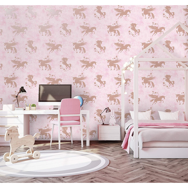 Pavlik 10.05m x 53cm Metallic Finish Wallpaper Roll, Pink/Rose Gold