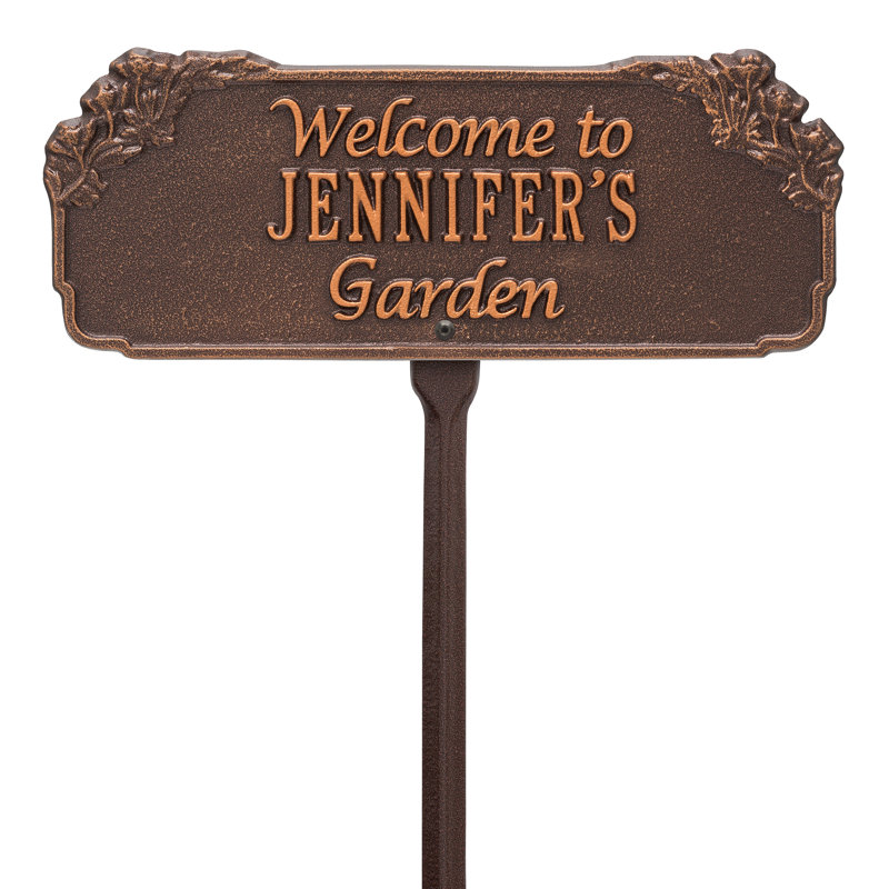 Welcome Personalized Garden Sign, Antique Copper, Yes