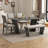 6-Piece Retro Dining Set, 1 Rectangular Table with 4 Upholstered Chairs and 1 Bench-1639635395