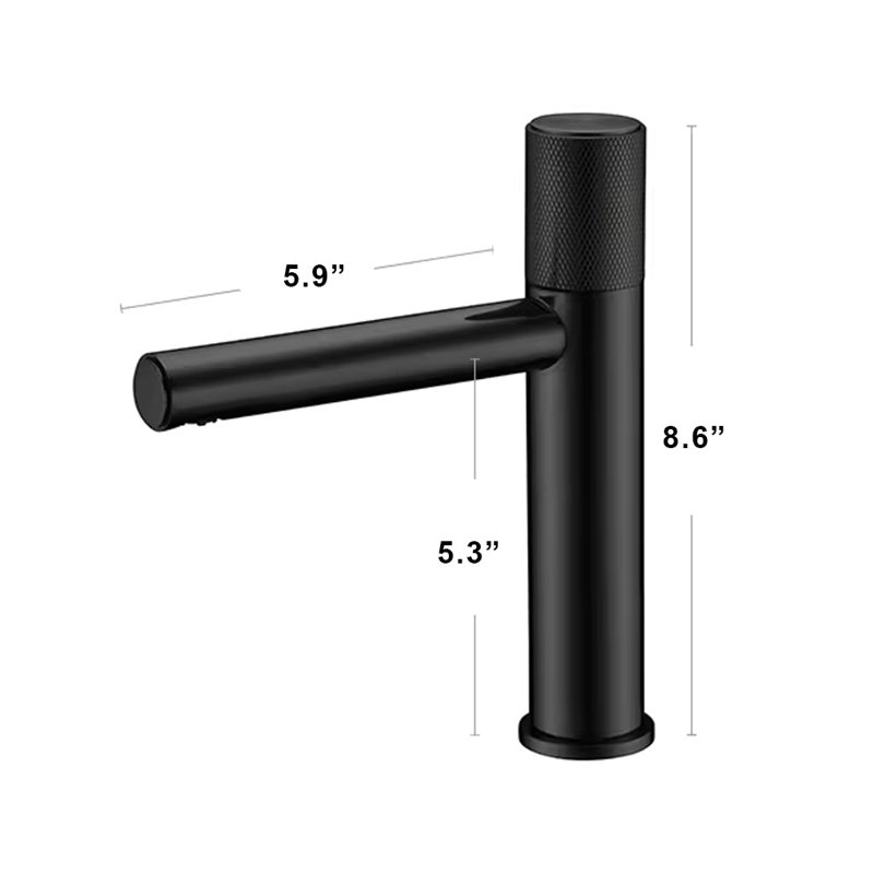 Metro Knurled Bathroom Faucet - Single Hole - 9" Brass, Matt Black