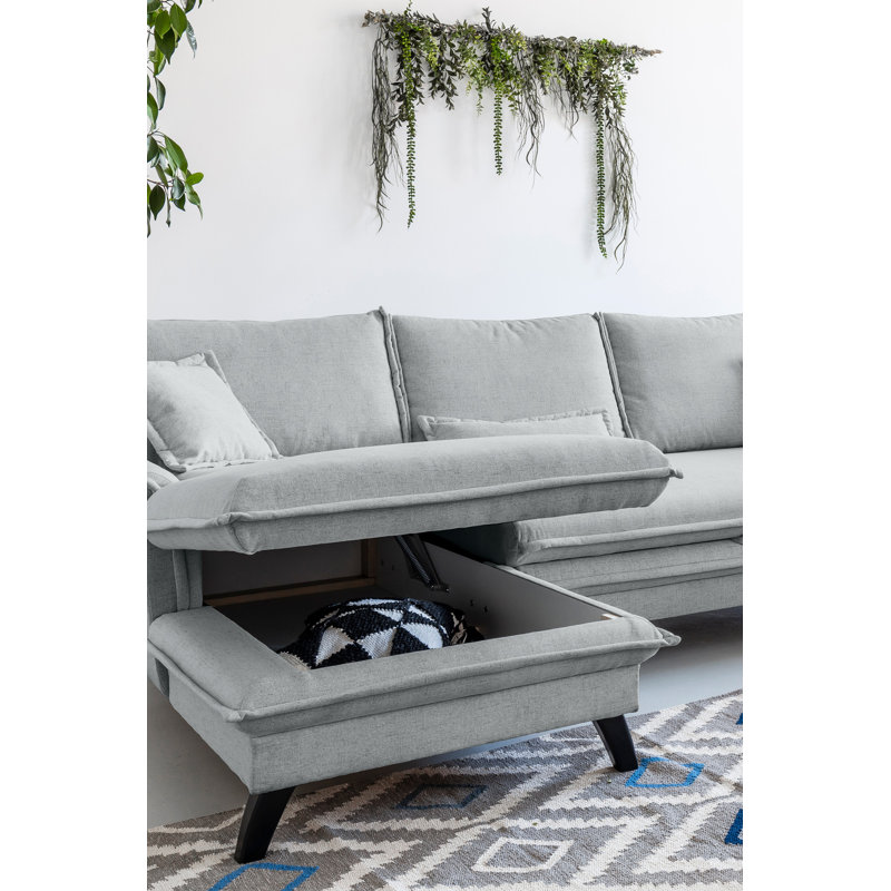 Charming Charlie 2 - Piece Upholstered Corner Sofa, Light Grey, Left Hand Facing