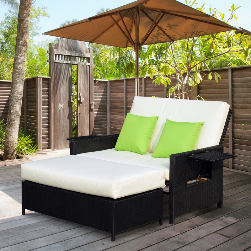 Sequim Straight Patio Daybed with Cushions, Black