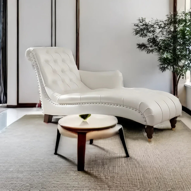 Chaise longue élégante de qualité loisir, Accoudoir à gauche (vu de face), Brun foncé/or, Blanc perle