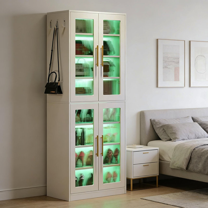 8-Tier LED Lights Shoe Cabinet