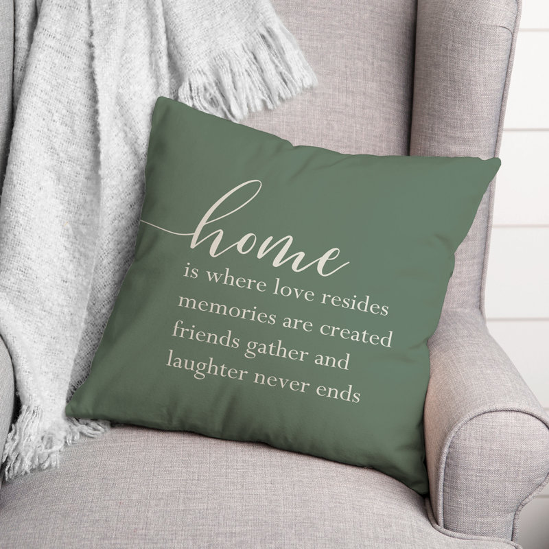 La housse de coussin carrée extérieure « Home is where Love is », Vert