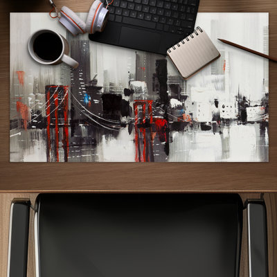Abstract Gray City with Bridge - Coastal Industrial Gaming Mat
