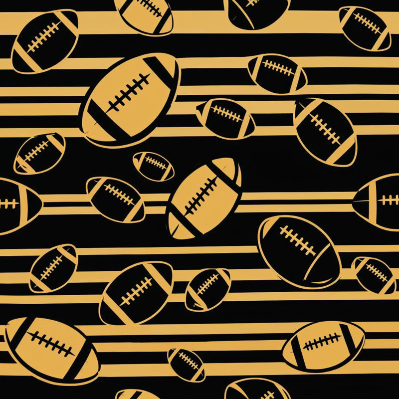 Couvertures rayées de football, L 50 po x H 60 po, Or noir