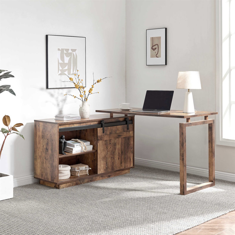 Bureau en forme de L, Brun