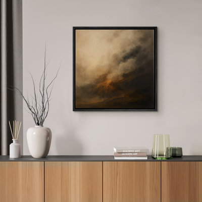 Reproduction d'art sur toile encadrée - œuvre d'art abstraite minimaliste neutre pour le salon