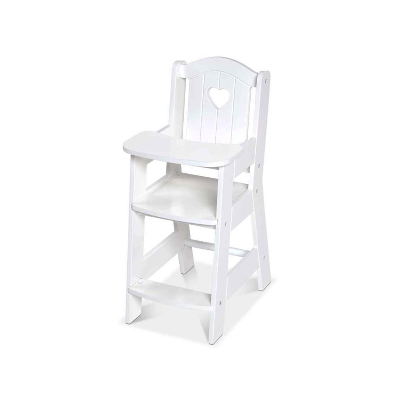 White Wooden Play High Chair for Dolls and Stuffed Animals