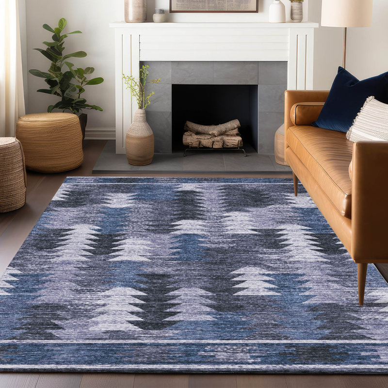 Premium Machine Washable Prisco Blue Rug, Rectangle 9' x 12'