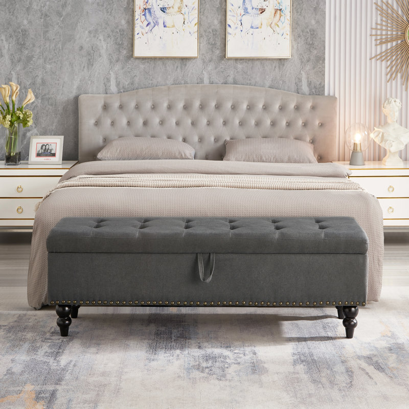 Modern Minimalist Bed Bench, Gray