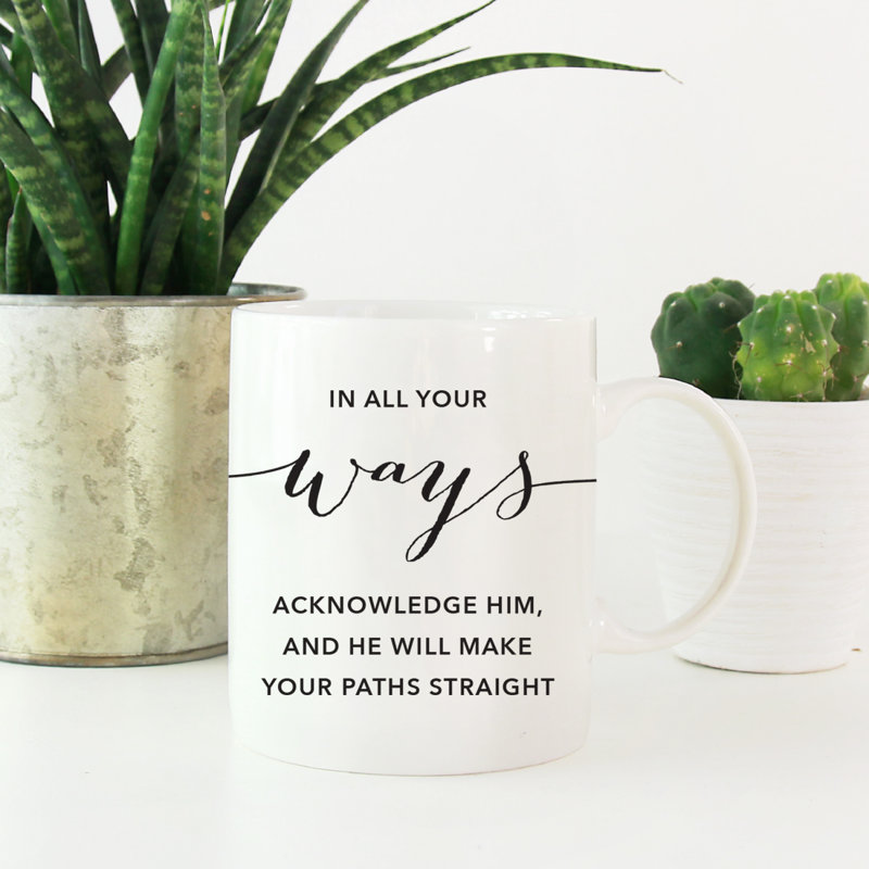 Bible moderne chrétienne noire versets 11 oz. Cadeau de tasse à café, Proverbes 3: 6 dans toutes vos voies, reconnaissez-le, et il rendra votre chemin droit., Paquet de 1