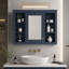 Armoire à pharmacie murale 35 po x 28 po, armoire de rangement pour salle de bain, armoire à miroir avec 6 tablettes ouvertes