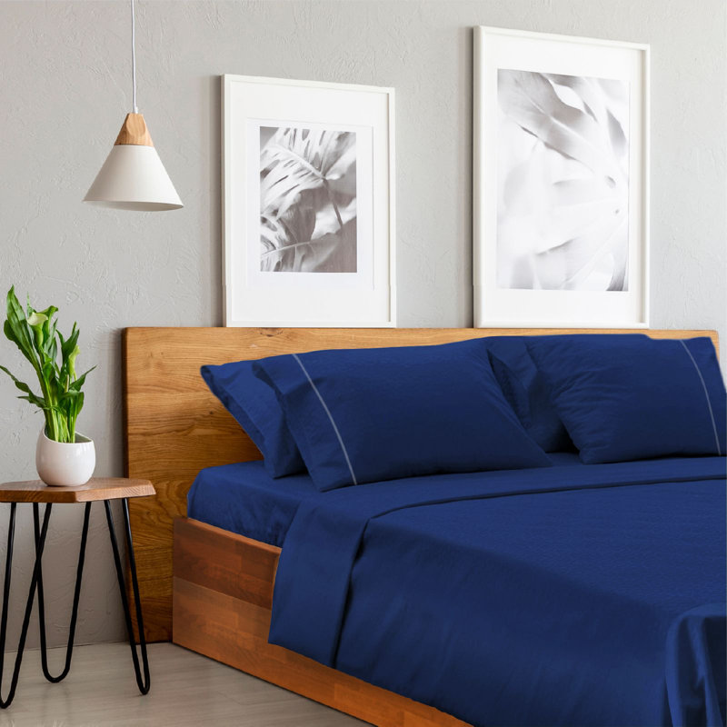 Luxclub Silky Soft Cooling Deep Pocket Performance Sheet Set, Navy, Twin XL Sheet Set with 1 Pillowcase