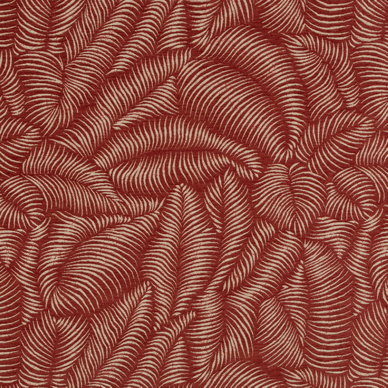 Tissu Robert Allen @Home Tropic Ferns, Cinabre