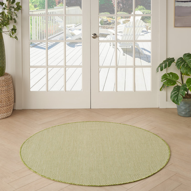 Tapis intérieur / extérieur vert Mccune, Rond 4 pi