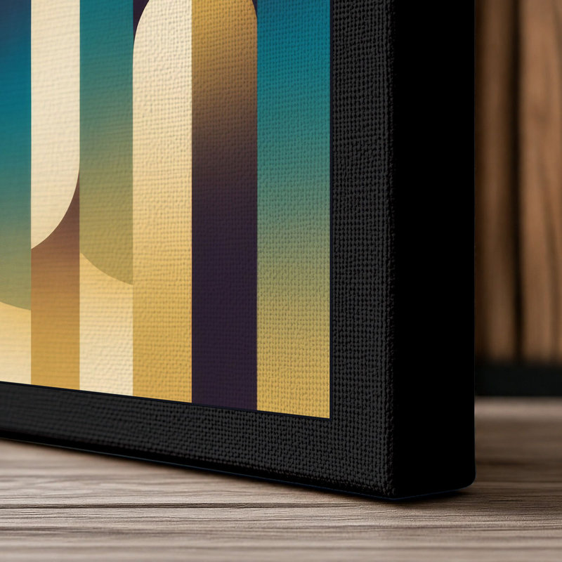 Geometric Waves Art Deco - Wrapped Canvas, 18x12 - 45.7 x 30.5 cm, Black Border
