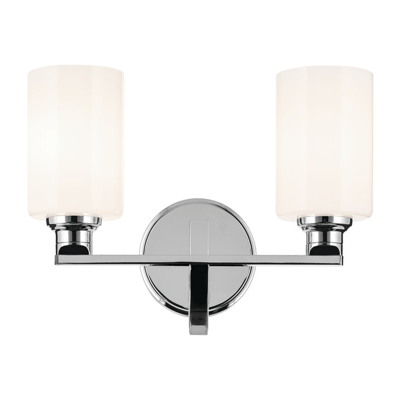 Éclairage pour salle de bain 2 lumières 14,25 po avec verre, Chrome chrome, Opale gravée