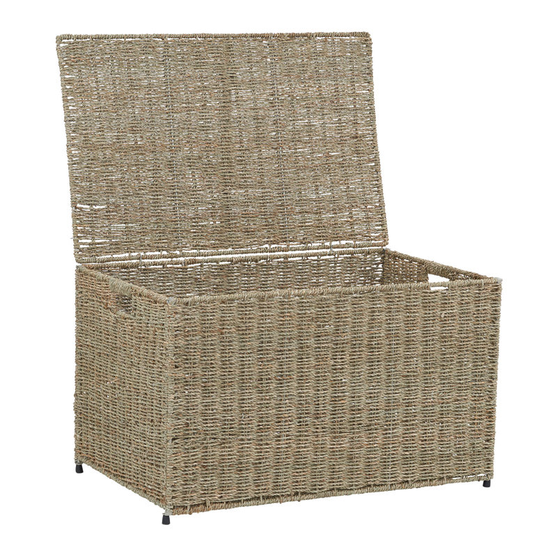 Coffre de rangement en osier tissé, Naturel
