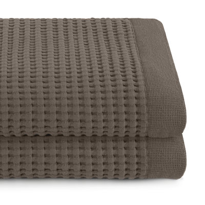 Waffle Bath Towel Set of 2 – Super Absorbent 100% Natural Cotton, Quick-Drying, Modern Style