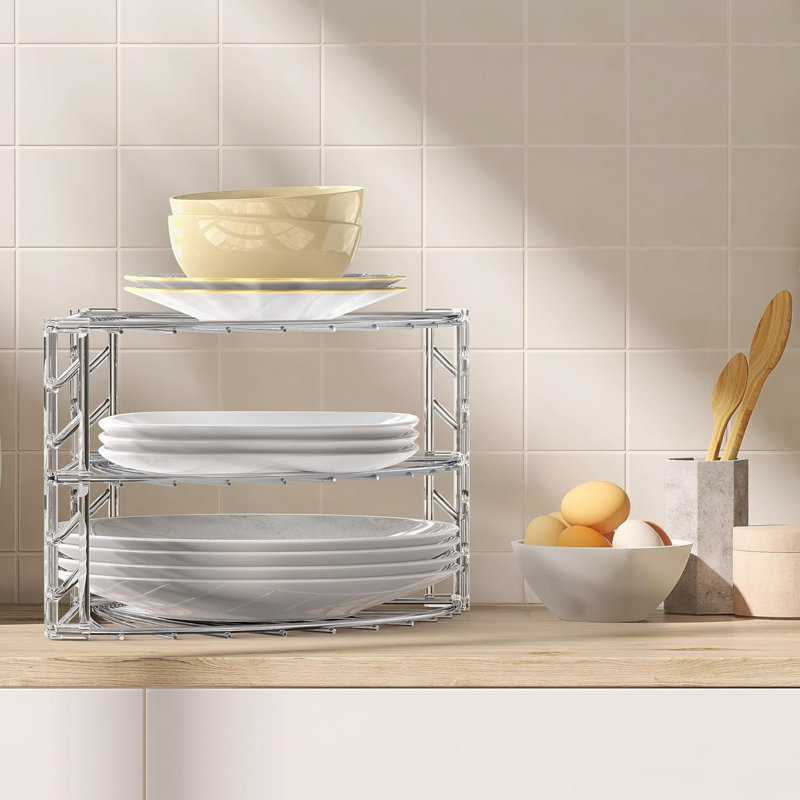 3-Tier Counter Corner Shelf Organizer, Chrome, Chrome