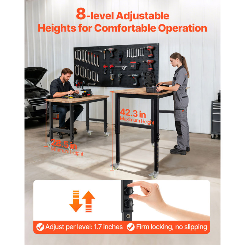121.92 cm W Steel Top Workbench