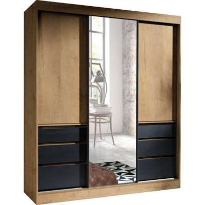 Tatawan 3 Door Solid + Manufactured Wood Wardrobe