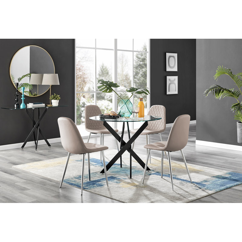 4 - Person Dining Set, Cappuccino/Silver