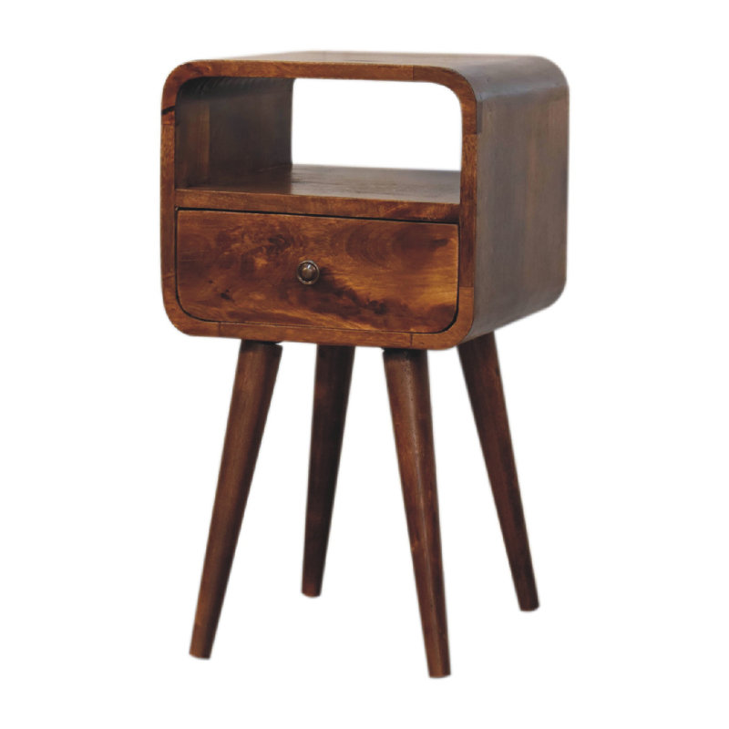 Wenzel 193.55cm W Solid Wood Bedside Table, Chestnut