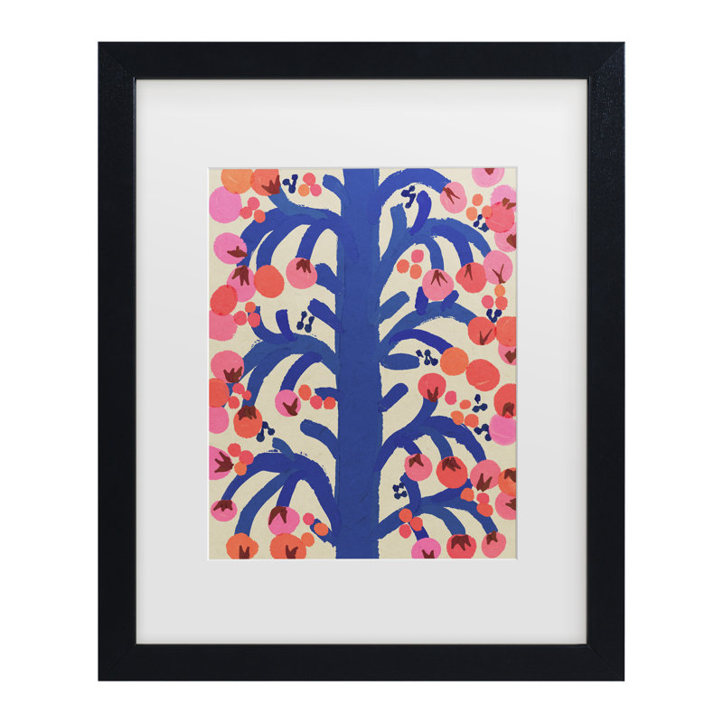 «Berry Tree», H 13 po x l 16 po, Cadre noir