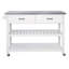 Chariot de cuisine blanc en acier inoxydable avec deux tiroirs - Table de solution polyvalente et peu encombrante pour un rangement culinaire épuré