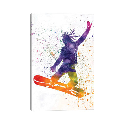 " Young Snowboarder Man In Watercolor I " by Paul Rommer