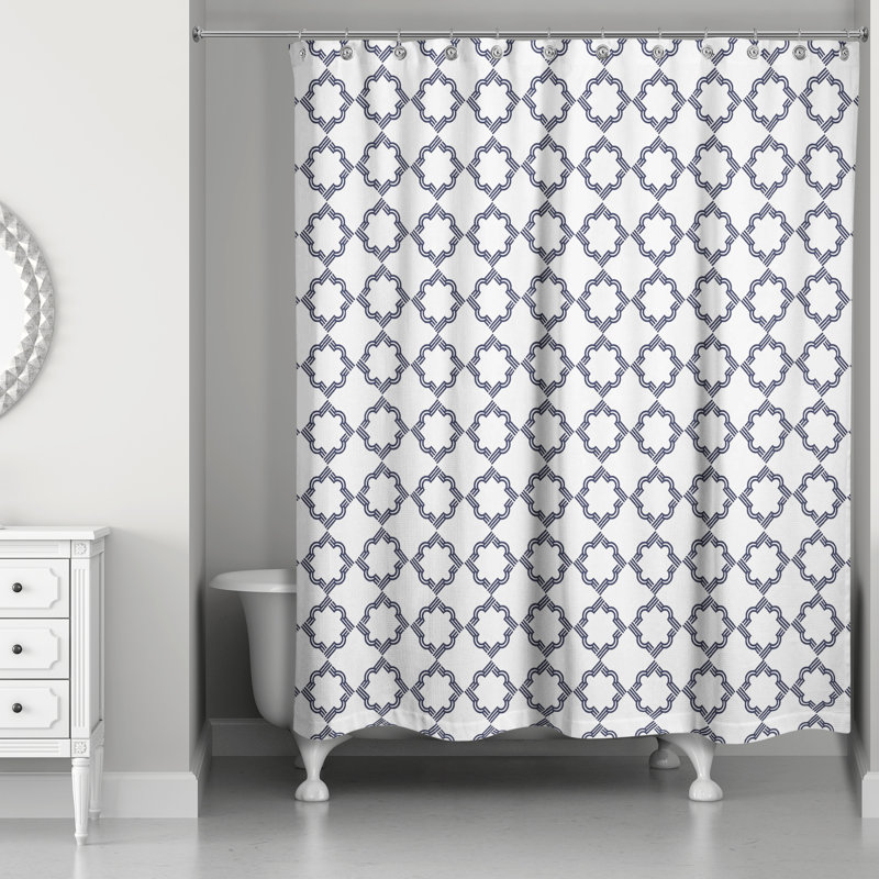 Rideau de douche simple à motif géométrique vannesa, Bleu marine