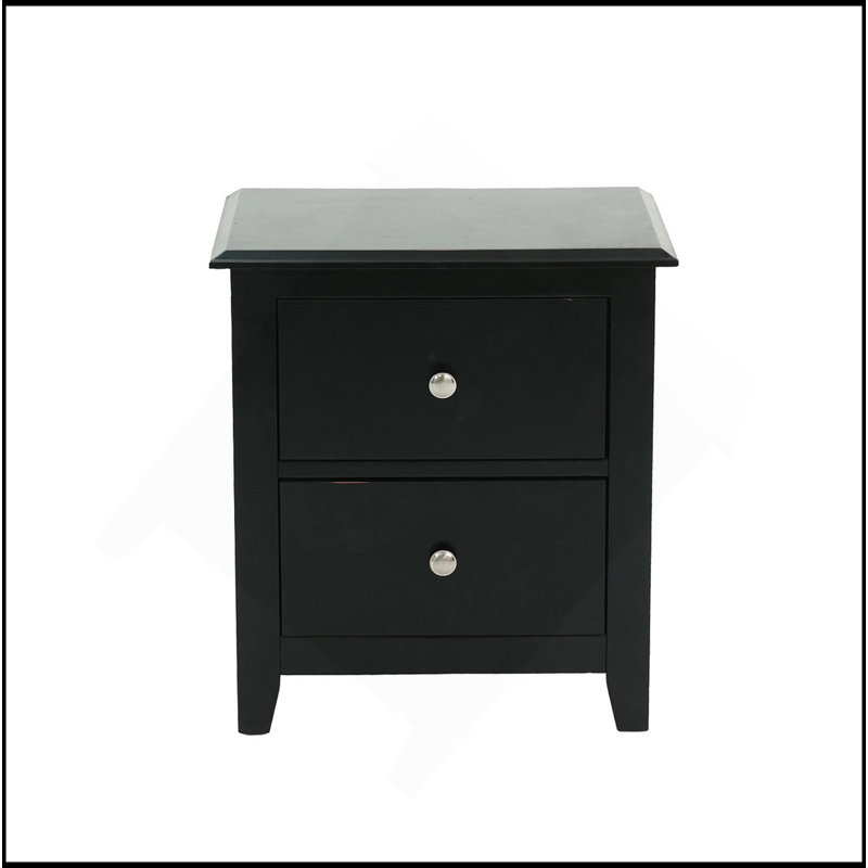 Nightstand With 2 Drawers Storage, Black