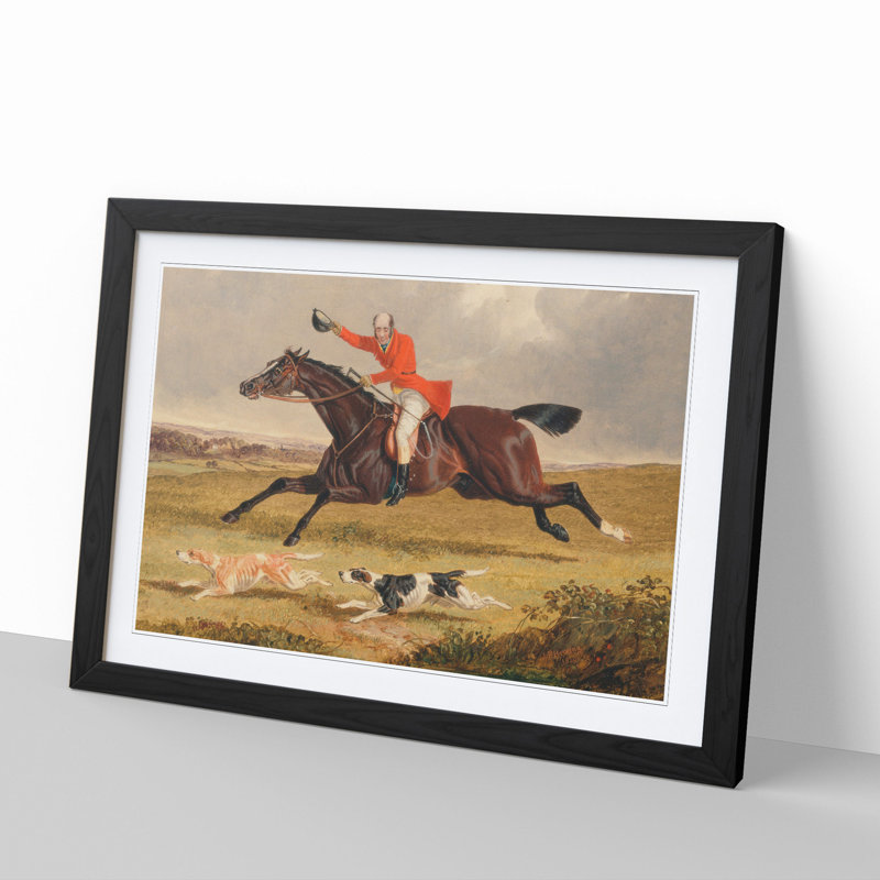 Fox Hunting Vol.1 by John Frederick Herring - Framed Print, 27cm H x 36cm W x 2cm D, Black Framed