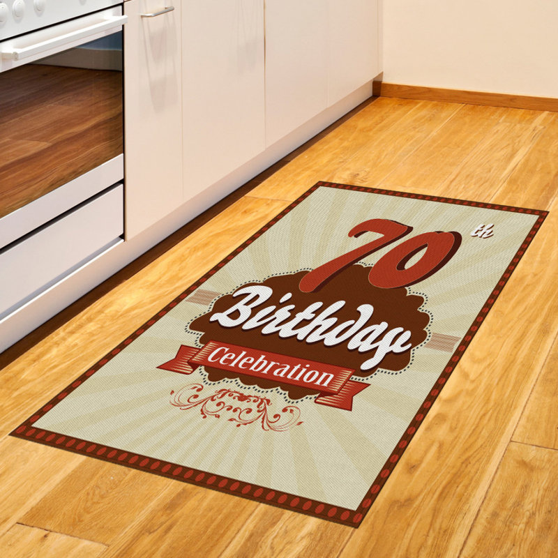 70Th Birthday Beige Area Rug, Rectangle 4' x 5'8"
