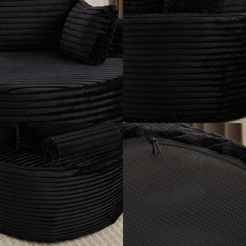 Canapé-lit simple moelleux en velours côtelé de 50 po L, sans assemblage requis Fauteuil-lit moelleux moderne avec coussin de dossier pour le salon, la chambre à coucher et le salon