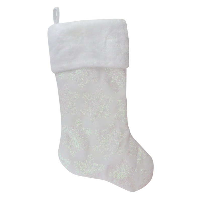 Chaussette de Noël en forme de flocon de neige irisé 22 po