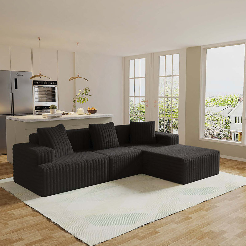 Canapé modulaire convertible, Tissu noir