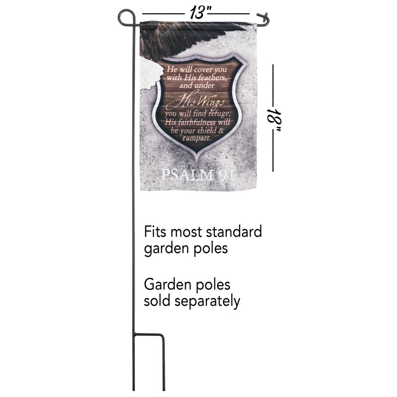 Drapeau de jardin en polyester 18 x 13 po Psalm 91