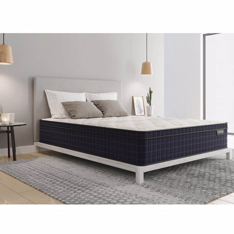 Matelas hybride en cuivre 12,5 po avec plateau luxueux, support, bonne isolation des mouvements, sensation ferme, Lit double
