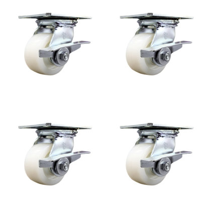 Heavy Duty Nylon Caster with Ball Bearings and Brakes