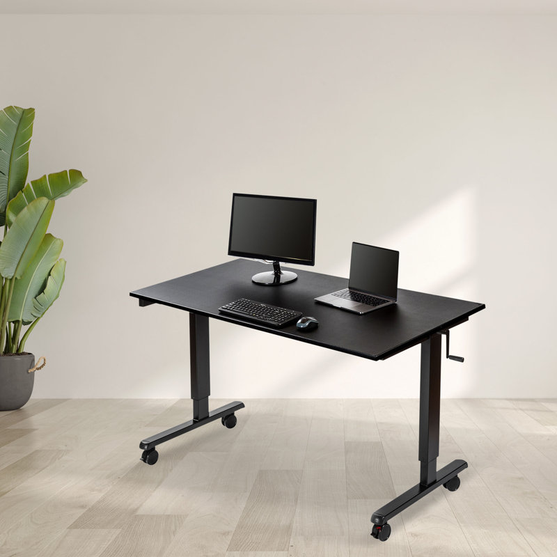 Bureau debout à hauteur ajustable Fontclair, H 32,5 po x l 59 po x P 29,5 po, Noir / Noir