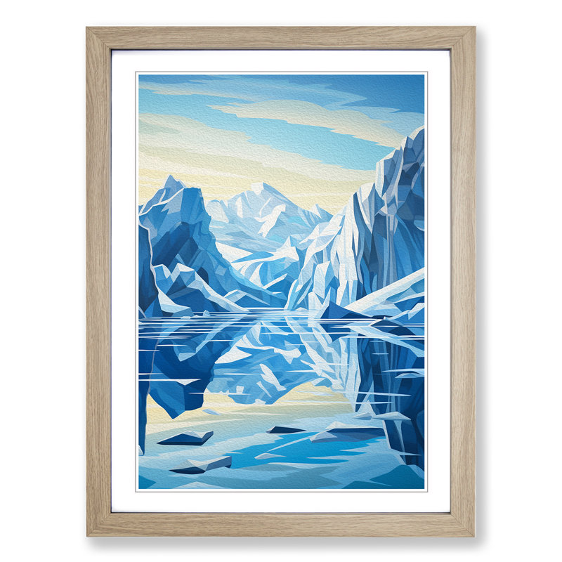 Glacier Art Deco - Framed Print, Oak, 46cm H x 34cm W x 2cm D