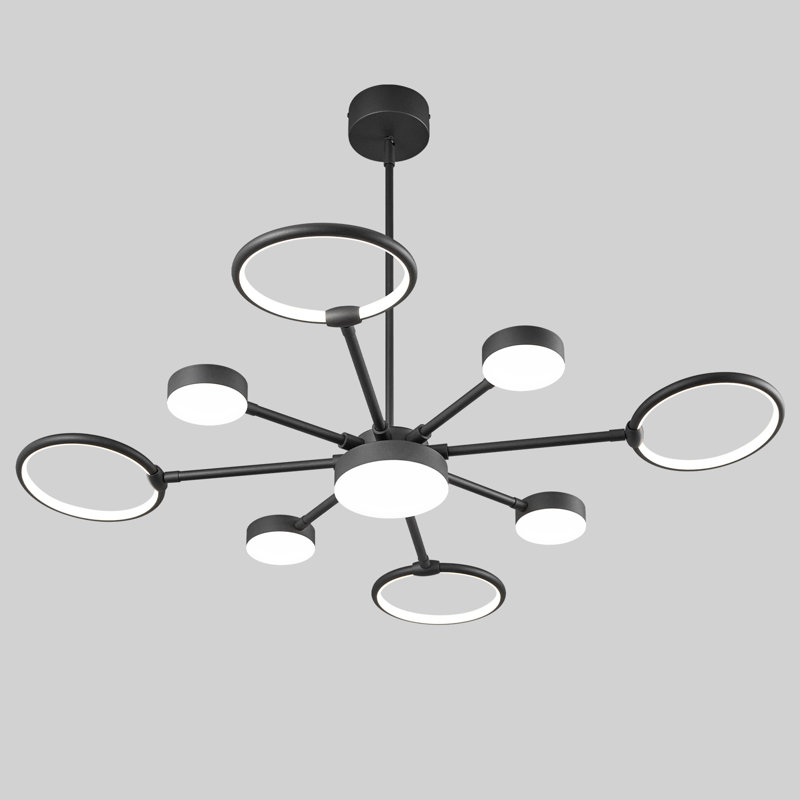 Luminaires suspendus ronds modernes Modern Industria, Noir, 7 lumières
