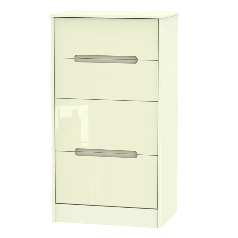 Fully Assembled Vernon 4 Drawer Chest, Cream Gloss