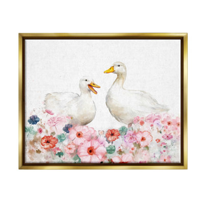 Ba-495-Canards flottants et fleurs pastel, impression sur toile par Ziwei Li