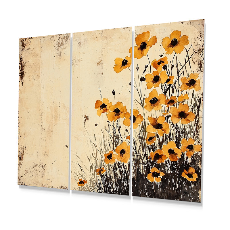 Ensemble de décorations murales bouton d'or - Aquarelle Spring Buttercups, H 28 po x l 36 po, Impression sans cadre en métal