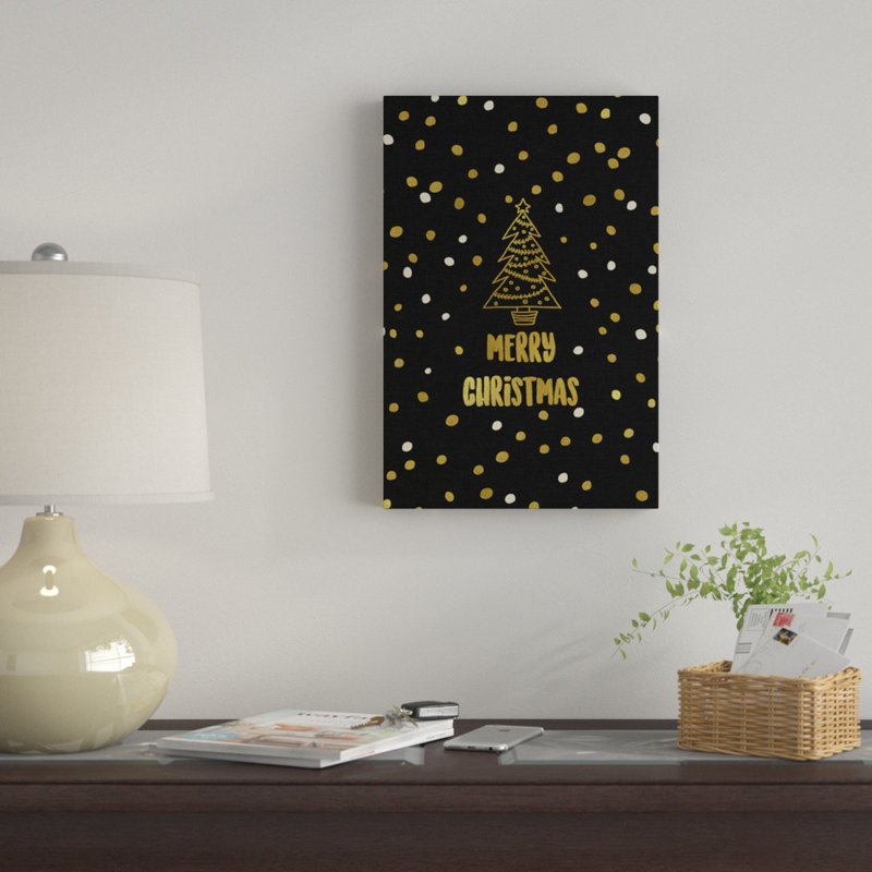 «Merry Christmas», art textuel sur toile, H 18 po x l 12 po x P 1,5 po, Toile tendue, Pas de tapis